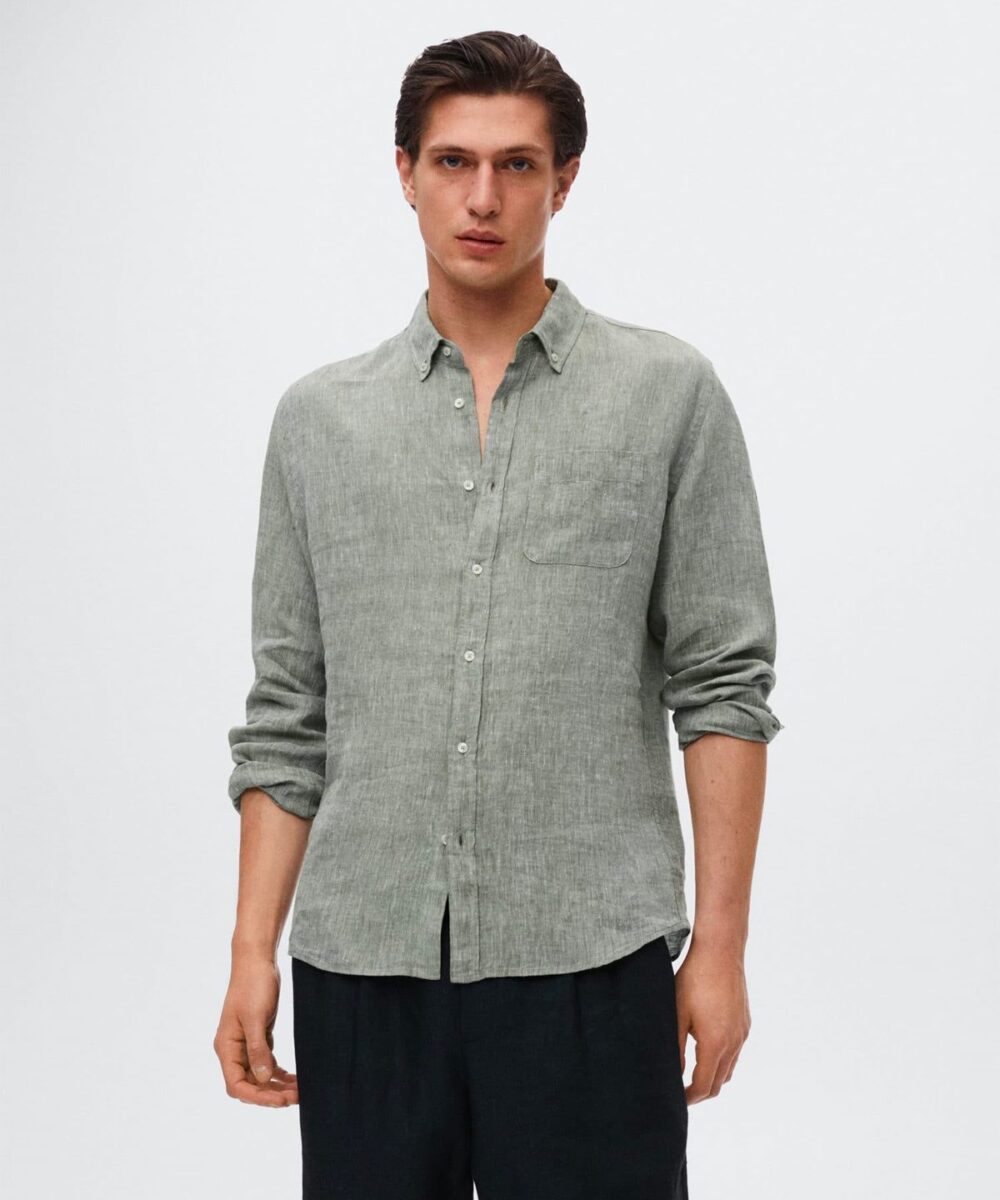 100% linen slim-fit shirt - Image 2