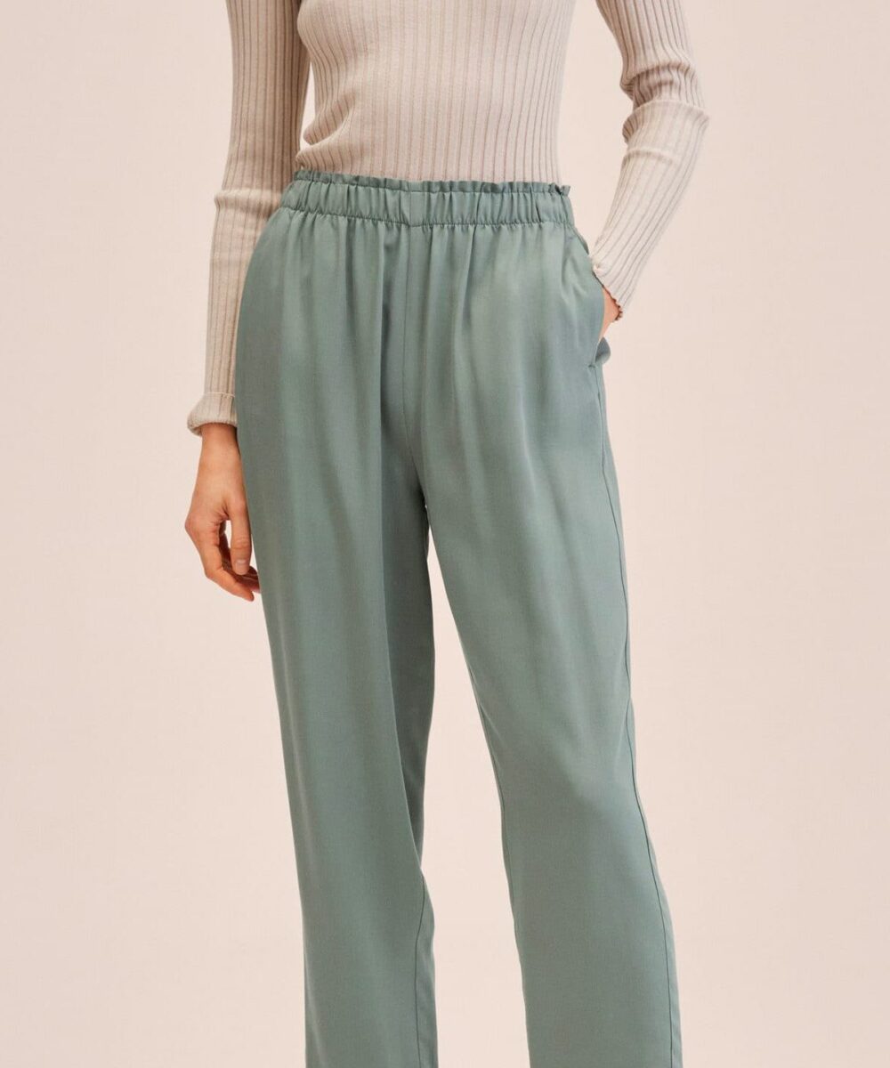 Elastic waist crop trousers - Image 2