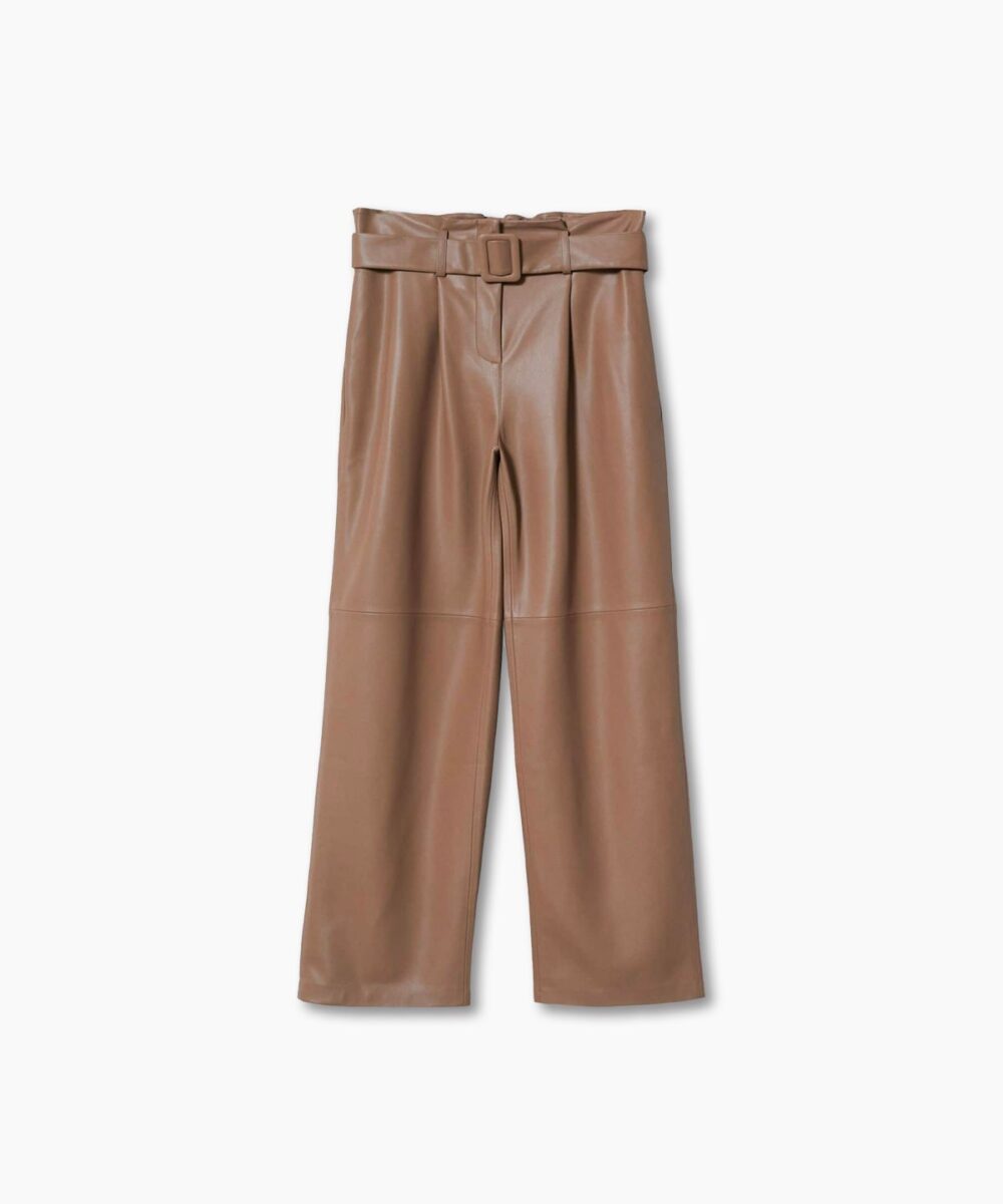 Leather-effect straight trousers