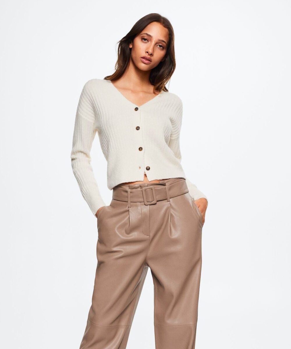 Leather-effect straight trousers - Image 2