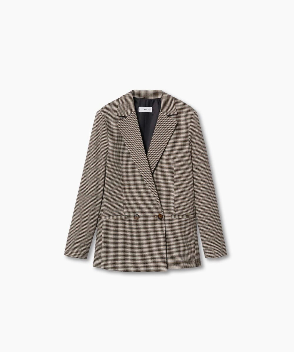 Wrap check suit jacket